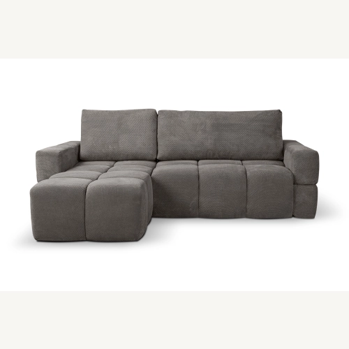 Fumo Komfortowa sofa narożna pikowana Tkanina Onega 22